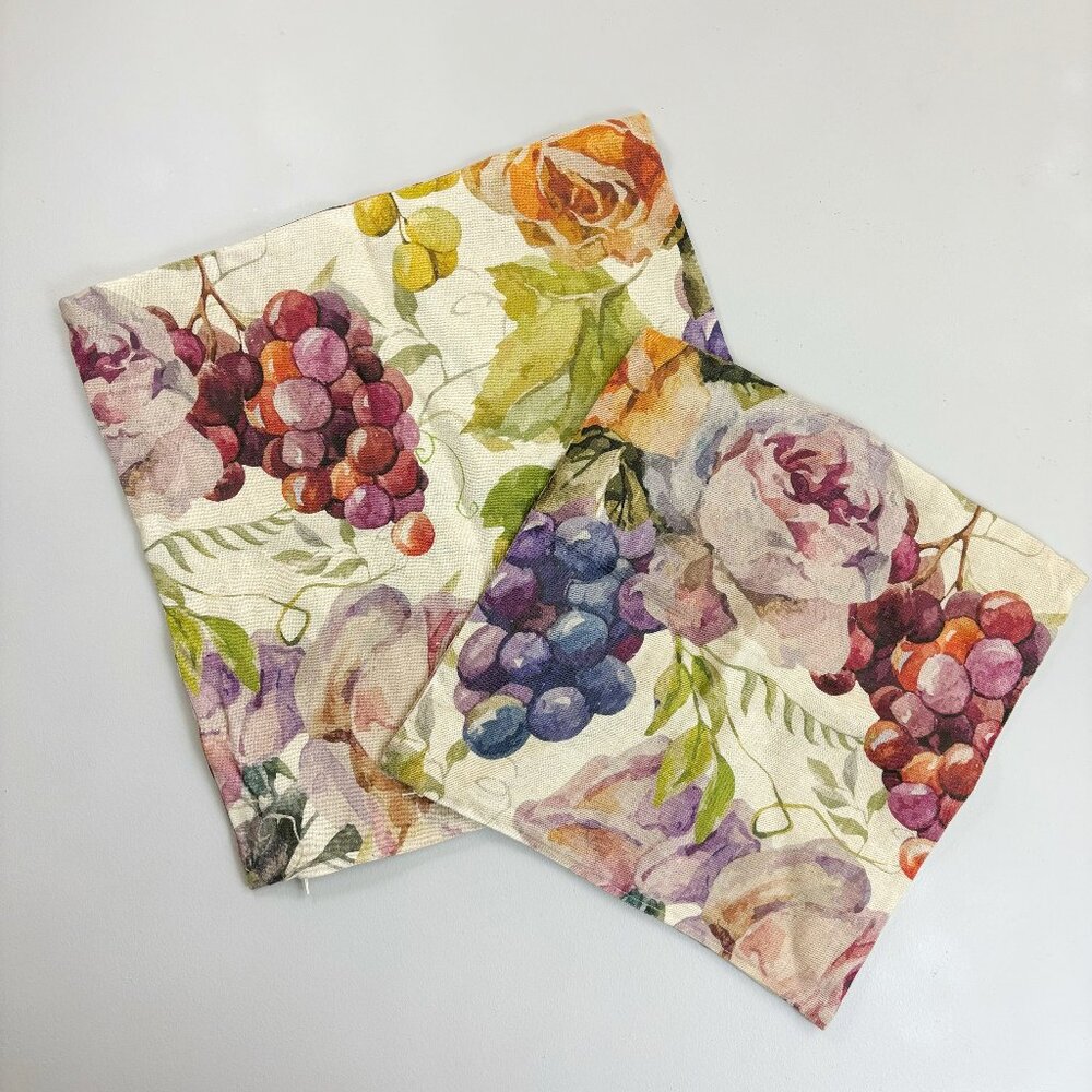 TESSUTO ARTISTICO Montefalco Italian Linen Pillow Covers Set Of 2 Fall Grapevine